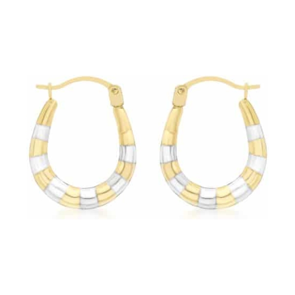 Gold Two Colour Mini Groove Creole Earrings