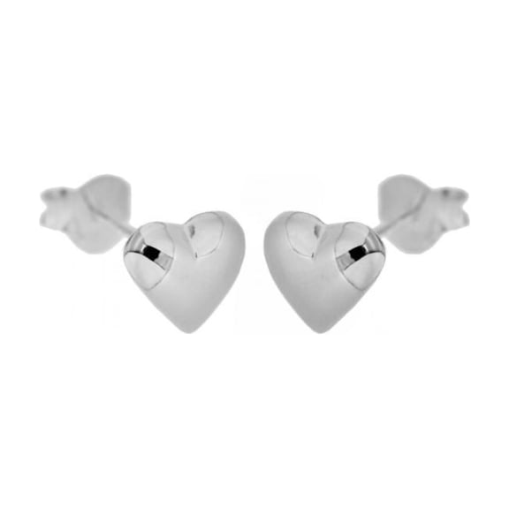 Sterling Silver Puffed Heart Stud Earrings