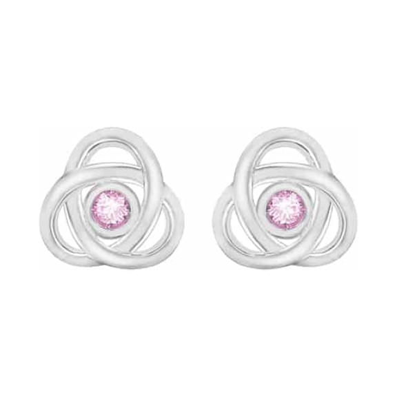 Silver Pink CZ Knot Stud Earrings 8.55.7869