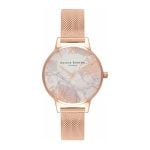 Olivia Burton Abstract Florals Rose Gold Mesh Watch