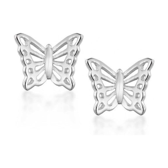 Sterling Silver 11Mm X 10Mm Filigree Butterfly Stud Earrings