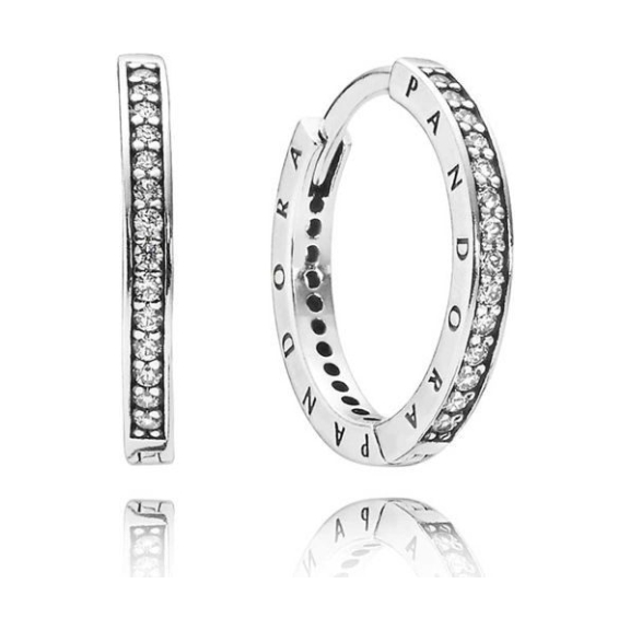 PANDORA Sparkle & PANDORA Logo Hoop Earrings