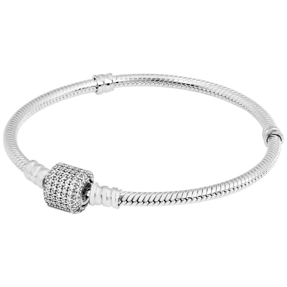 PANDORA Moments Sparkling Pave Clasp Snake Chain Bracelet 590723CZ