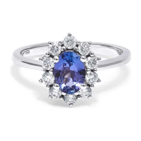 White Gold Tanzanite and Diamond Cluster