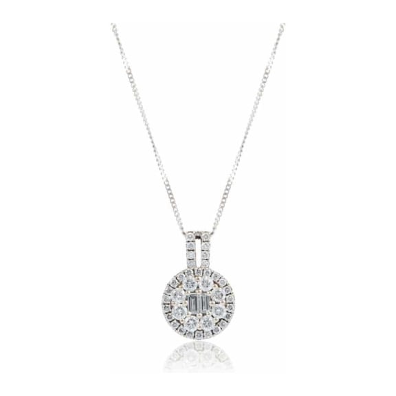 Gold Diamond Round Cluster Pendant