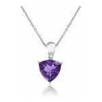 White Gold Trillion Cut Amethyst & Diamond Bale Pendant