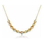 Trilliant Cut Blue Topaz with Round Cut Diamond Necklace