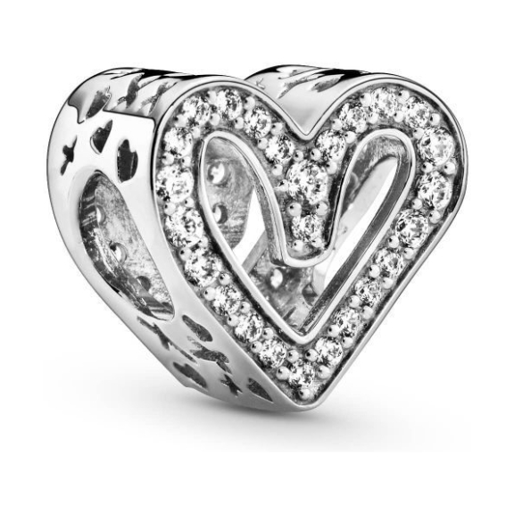 PANDORA Sparkling Freehand Heart Charm