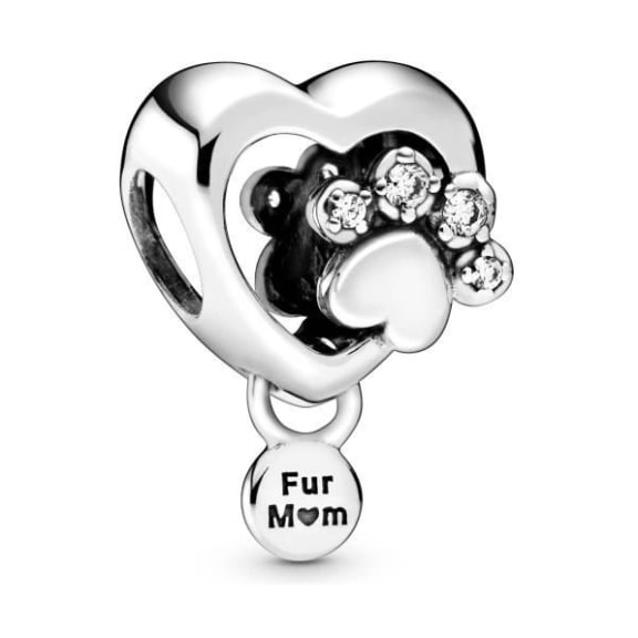 PANDORA Sparkling Paw Print & Heart Charm