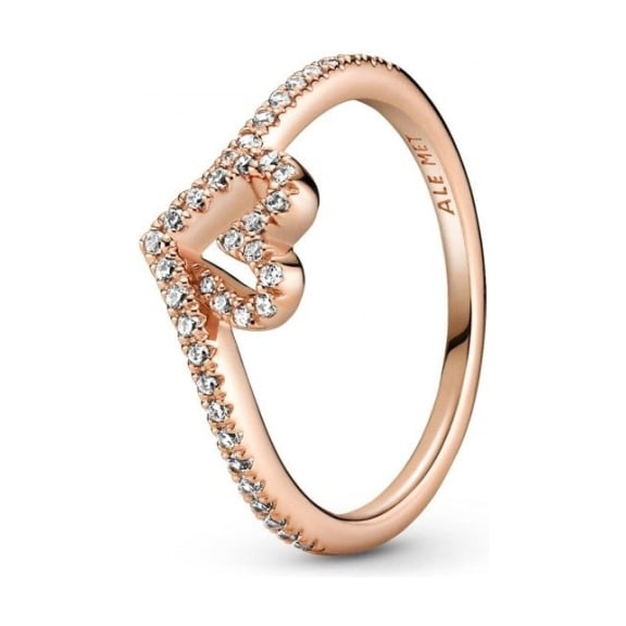 PANDORA Sparkling Wishbone Heart Ring