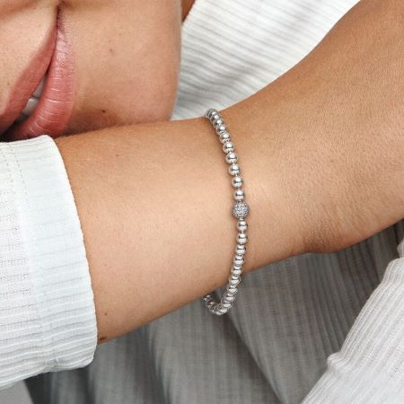 598342CZ Pandora beads pave bracelet silver