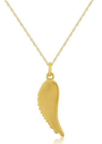 9c yellow gold gold angels wing charm pendant necklace back