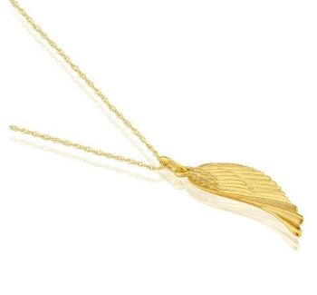 9ct yellow gold Angels wing Charm Pendant Necklace