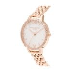 Olivia Burton White Demi Glitter Dial Sparkle Bezel Rose Gold Watch