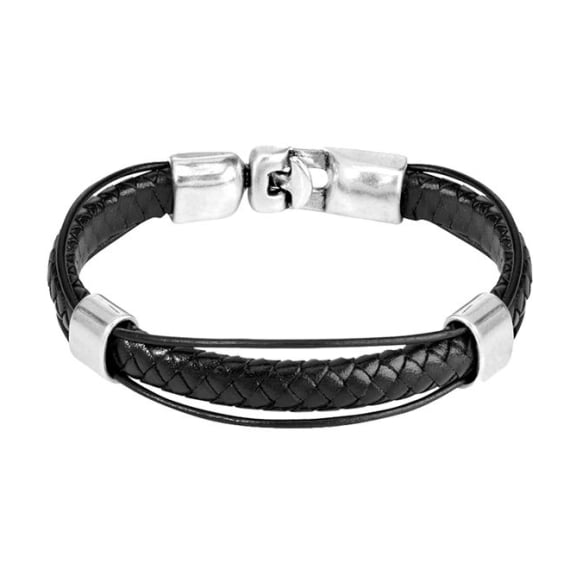 Mens Crossing Black Bracelet