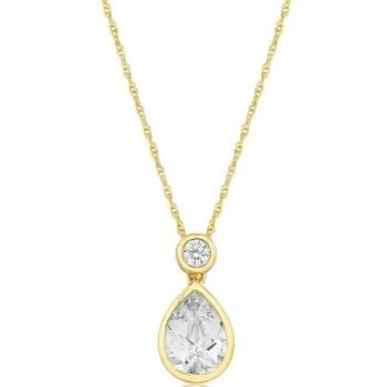 9ct yellow gold cubic zirconia teardrop pendant necklace