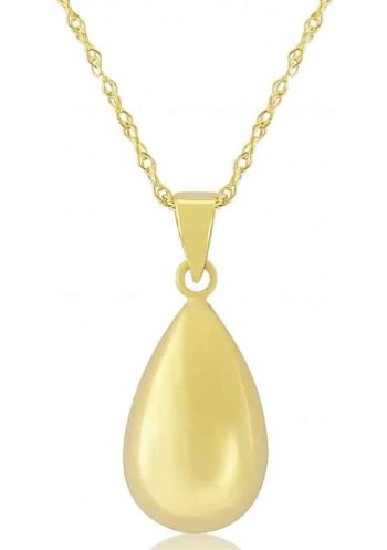 9ct yellow gold teardrop pendant necklace