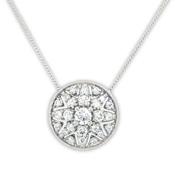 18ct white gold diamond cluster round pendant