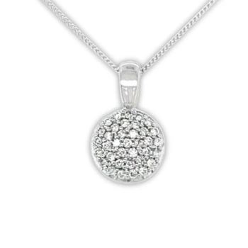 9ct White Gold Diamond Round Cluster Pendant