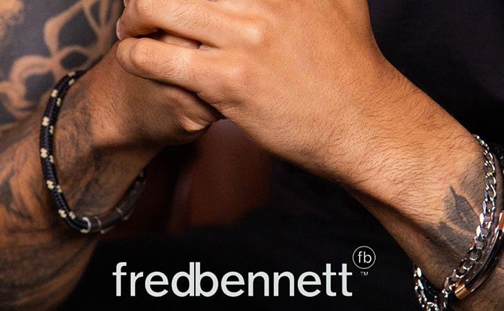 Fred Bennett Blue & Black Leather Bracelet Anchor