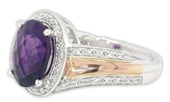 10ct white and rose gold amethyst ring