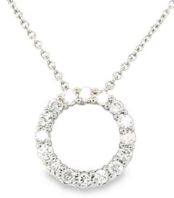 9ct white gold diamond circle pendant