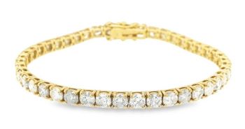 9ct yellow gold diamond tennis bracelet 11.01cts