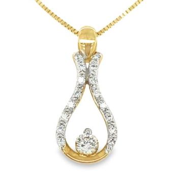 10ct yellow gold 0.20ct diamond teardrop pendant