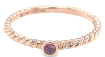 9ct rose gold pink tourmaline twist band ring
