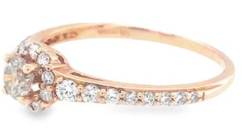 9ct rose gold light brown fancy diamond halo ring