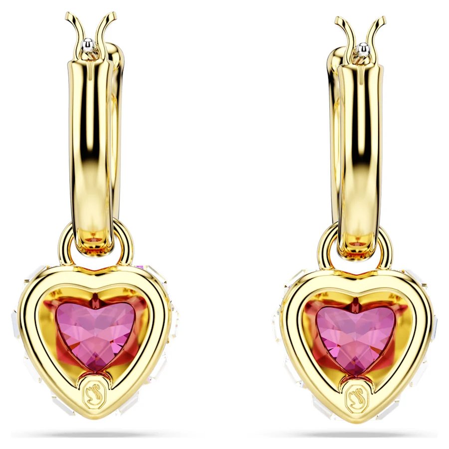 Swarovski Stilla Drop Earrings, Heart, Red, Gold-Tone Plated 5684760 ...