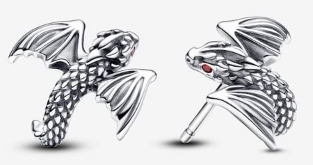 292970C01 Pandora Game of Thrones curved Dragon stud earrings