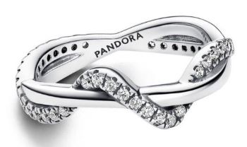 193098C01 Pandora sparklng Intertwined wave ring sterling silver