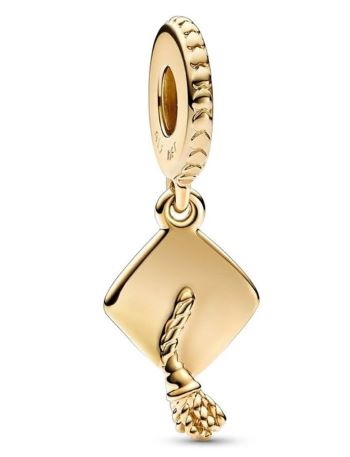 761892C00 Pandora Graduation Cap Dangle Charm 14ct gold plated front