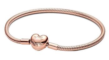 583050C00 Pandora Moments Heart Snake Chain bracelet 14ct rose gold plating