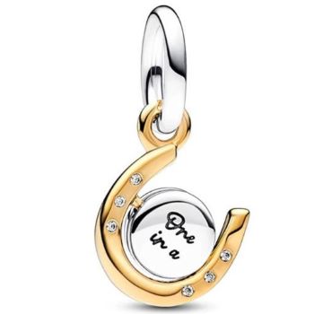 762713C01 Pandora Horsehoe charm with spinning disc one side