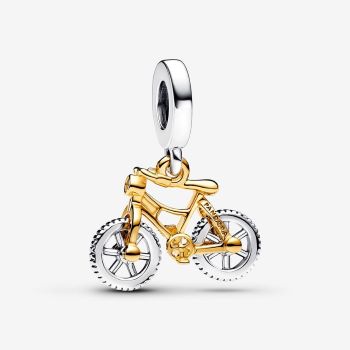 763354C01 Pandora two tone spinning wheels bicycle dangle charm