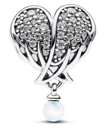 792980C01 Pandora Sparklng Angel wings heart charm sterlingsilver cubic zirconia