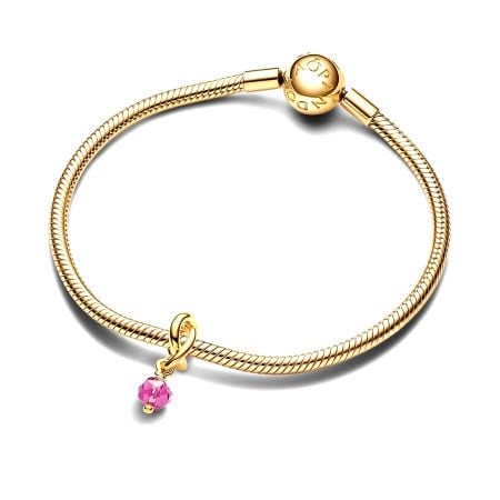 763462C10 Pandora October Eternity Circle Dangle Charm Moments bracelet gold plated