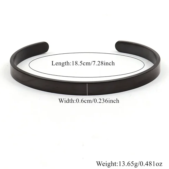 Simple Style Classic Style Commute C Shape 304 Stainless Steel Men s Bangle black size 1